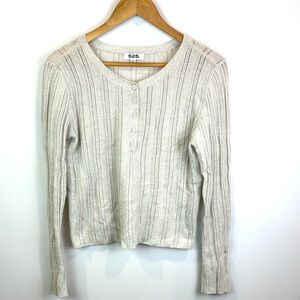525 America 100% cashmere offwhite/Cream Button-Up Sweater size M